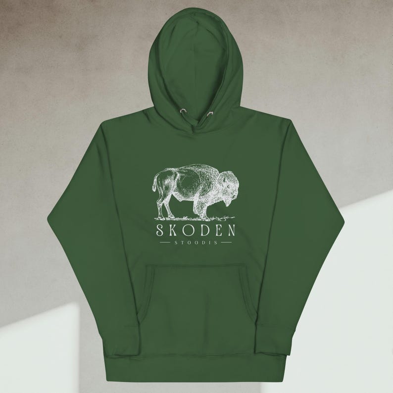 Skoden Stoodis Buffalo Hoodie | Native Pride Sweatshirt | Indigenous Unisex Hoodie | Tribal Buffalo Shirt | Native Gift