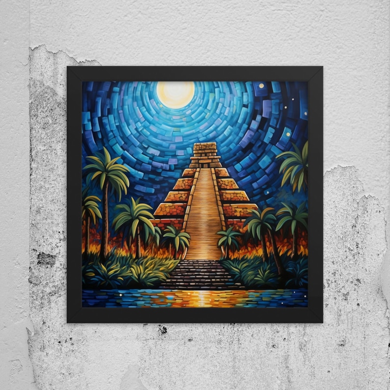 Aztec Aztlan Pyramid Framed Poster Art | Mayan, Incan Temple Print - Etsy