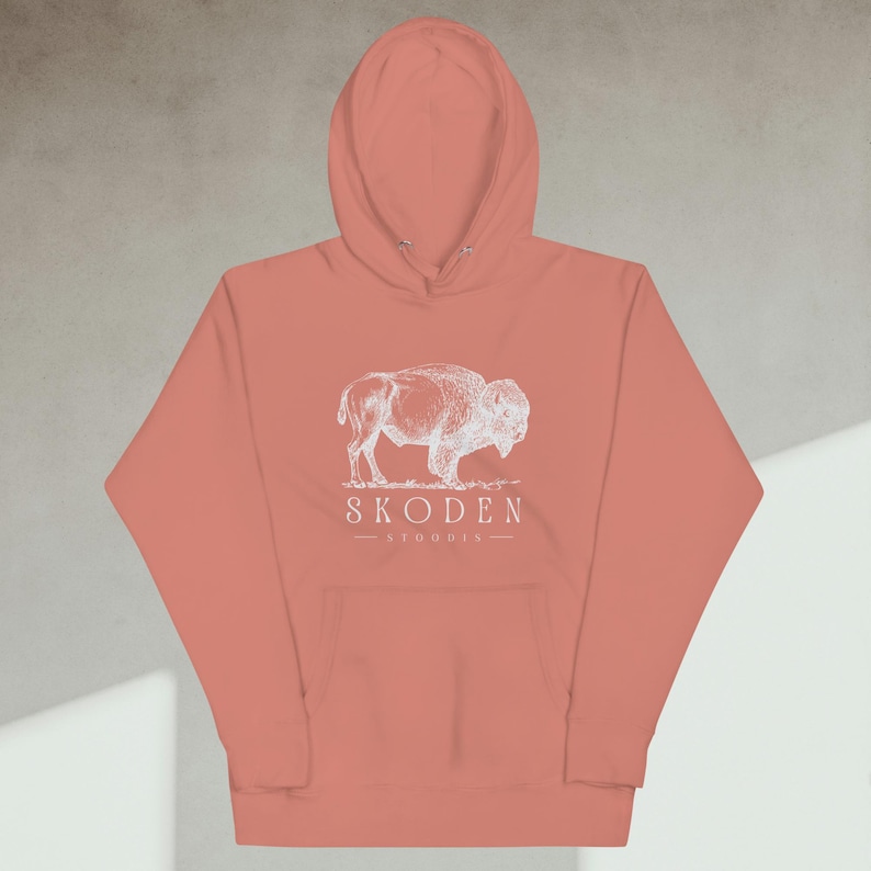 Skoden Stoodis Buffalo Hoodie | Native Pride Sweatshirt | Indigenous Unisex Hoodie | Tribal Buffalo Shirt | Native Gift