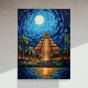 Aztec Aztlan Pyramid Poster Art | Mayan, Incan Temple Print