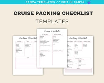 Cruise Pack List Template: Bearbeitbares Canva Design (8,5 x 11 Inch) (Digital Download)