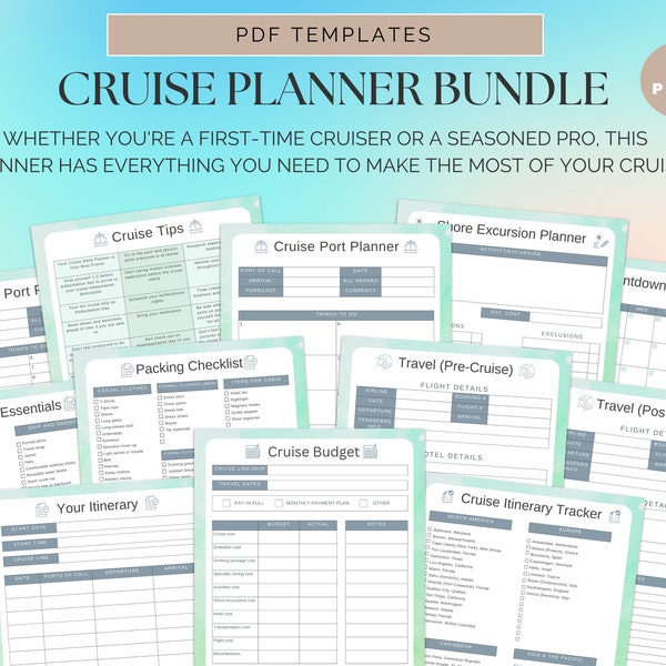 Cruise Planner Bundle, Printable Cruise Planning Guide, Cruise Tips, Shore Excursion Planner, Cruise Packing List, Cruise Planning, Cruise