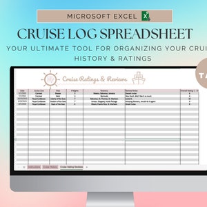 Cruise Log Excel Spreadsheet, Cruise History Spreadsheet, Cruise Ratings & Reviews Spreadsheet, Spreadsheet for Cruises, Cruise Organizer