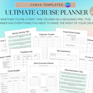 Canva Cruise Planner Bundle, Canva Cruise Planning Guide, Cruise Tips, Shore Excursion Planner, Cruise Packing List, Cruise Planning, Cruise