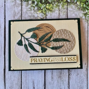 Carte de sympathie, feuilles de gomme neutres, prier pour vous dans votre perte, sincères condoléances, fait main en Australie