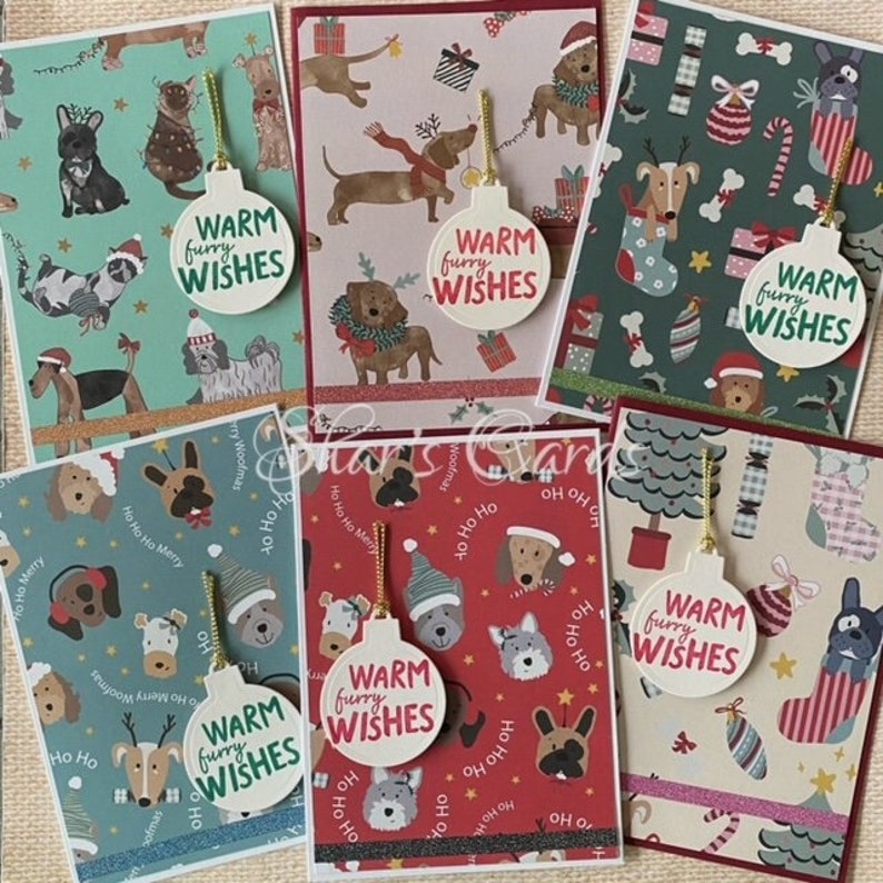 DOG Themed CHRISTMAS Cards, Warm Furry Wishes, Pet Lover Festive