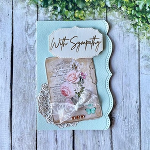 Carte de sympathie, carte pour la perte de sa mère, motif rose élégant, sincère sympathie, fait main en Australie
