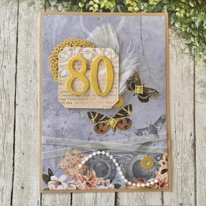 Female Birthday Card, Steampunk Vintage Card for Her, Any Age, 60th 70th 80th 90th 100th, personalised, Handmade in Australia