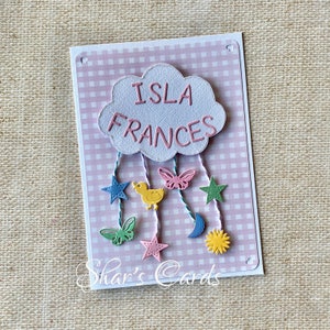 BABY Congratulations Card, Baby Cloud mobile with name, Personalised, Handmade in Australia