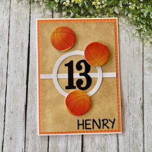 Tarjeta de cumpleaños de baloncesto, tarjeta de felicitación deportiva, regalo deportivo, niños, adolescentes, personaliza con nombre y edad, hecha a mano en Australia