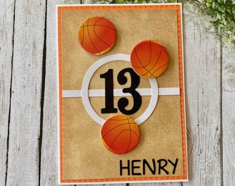 Personalisierte Basketball Geburtstagskarte: Handgemachte Sport Grußkarte