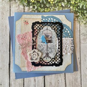 GEBURTSTAGSKARTE, Vintage-Stil Grußkarte, Shabby Chic Collage Karte, Mama Schwester 60 70 80 90 100, altersfrei, handgefertigt in Australien