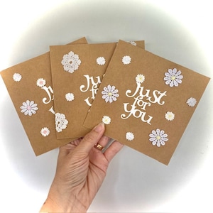 DAISY CARD, Neutral Aesthetic Blank Card, All occasion Card with Lace Daisies on Kraft, Handmade in Australia
