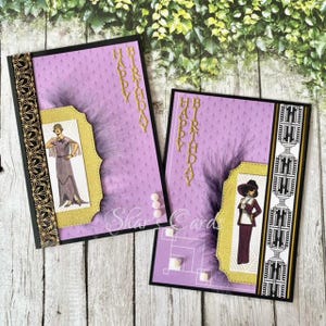 Cartão de aniversário da moda vintage, Art Deco Roaring 20s, 30s, 40s, Cartão Flapper Cartão de felicitações de moda artística, feito à mão na Austrália
