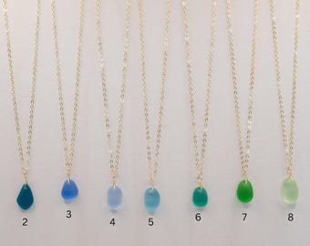 14k Gold Filled Sea Glass Necklace | Dainty Ocean Jewelry, Coastal Style