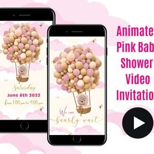 Pink Baby Shower Video Invitation | Personalised Evite | Digital Download