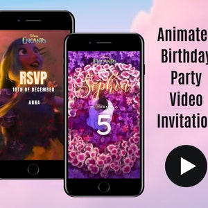 Animated Isabella Encanto Theme Birthday Party Video Invitation, Personalised Evite