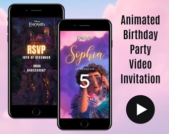 Animated Encanto Theme Birthday Party Video Invitation, Personalised Evite