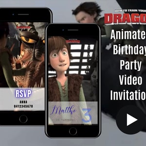 Animated How to train your Dragon Birthday Party Video Invitation, Personalised Evite