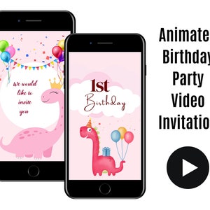 Animated Dinosaur Birthday Party Video Invitation, Personalised Evite