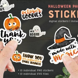 Cute Halloween Packaging Stickers SVG PNG | Cricut Stickers