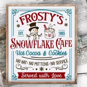 Frosty&#39;s Snowflake cafe vintage poster svg