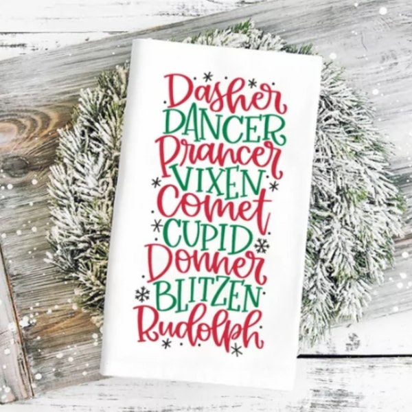 List of Reindeer Names, Hand Lettered Christmas SVG