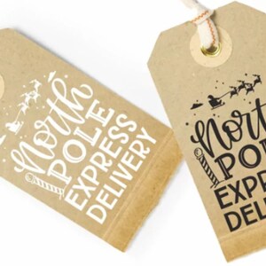 North Pole Express Delivery, Hand Lettered Holiday Gift Tag