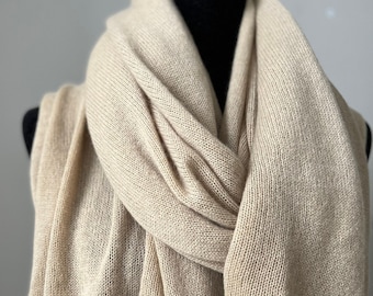 Pure cashmere scarf, 100% Pure Cashmere wrap, Warm long scarf, Oversized knit scarf for winter, perfect birthday gift, 80th birthday gift