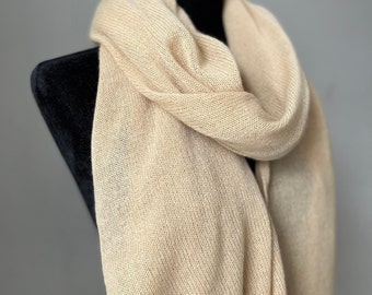 Pure cashmere scarf, 100% Pure Cashmere wrap, Warm long scarf, Oversized knit scarf for winter, Christmas gift for women