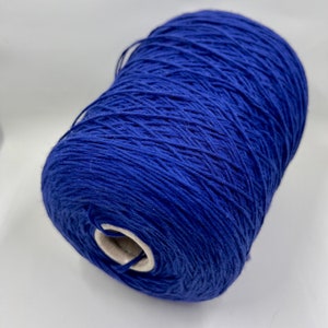 Cotton yarn on cone, 100% Cotton - 280m/100g (306 yards/3.52oz) - Color Royal Blue, Machine Knitting, Hand Knitting, Summer yarn