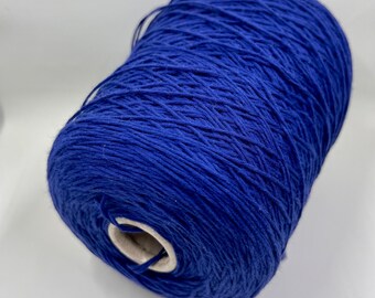 Cotton yarn on cone, 100% Cotton - 280m/100g (306 yards/3.52oz) - Color Royal Blue, Machine Knitting, Hand Knitting, Summer yarn
