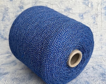 Cotton yarn on cone made for Chanel Machine Knitting Hand Knitting 88/3/9% Cotton/Cashmere/Polyamide 500m/100g (546yards/3.52oz) Blue