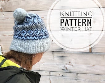 Easy knit pattern hat, Knitting Pattern Scandinavian winter hat