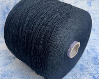 100% Silk Yarn on cone  Lace Italian Yarn for Hand knitting Machine Knitting Crochet Weaving  Color Black 3200m/100g  (3450yards/3.52oz)