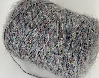 Filato italiano in lana merino e alpaca con paillettes scintillanti, marca Eloisa Pailettes, 230 m/100 g (251 iarde/3,52 once)