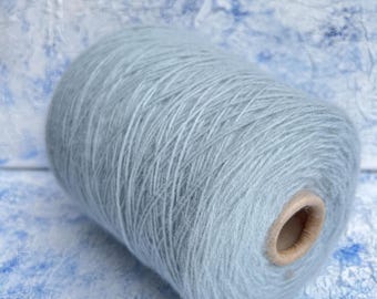 Angora merino fluffy yarn on cone 55/35/10% Merino/Angora/PA Hand Knitting Machine Knitting yarn 375m/100g (410yrd/3.52oz) color Cielo