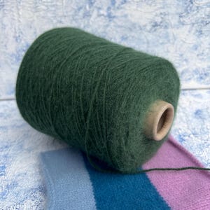 Angora merino fluffy yarn on cone 55/35/10% Merino/Angora/PA Hand Knitting Machine Knitting yarn 375m/100g (410yrd/3.52oz) color Green