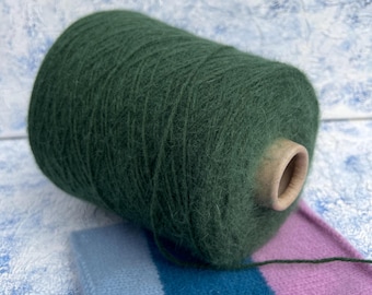 Angora merino fluffy yarn on cone 55/35/10% Merino/Angora/PA Hand Knitting Machine Knitting yarn 375m/100g (410yrd/3.52oz) color Green