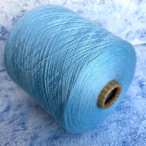 100% Merino fine yarn on cone color Light Blue Crochet Weaving Machine knitting Hand Knitting art  Victoria  1500m/100g (1640y/3.52oz)