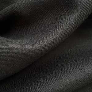 Lana Fabric, Black fabric woven in ITALY, 90/10% Lana/Pa fabric, Soft Material Dress, 140cm (1.53 yard) wide, Lot 3,0m (3.28yard)