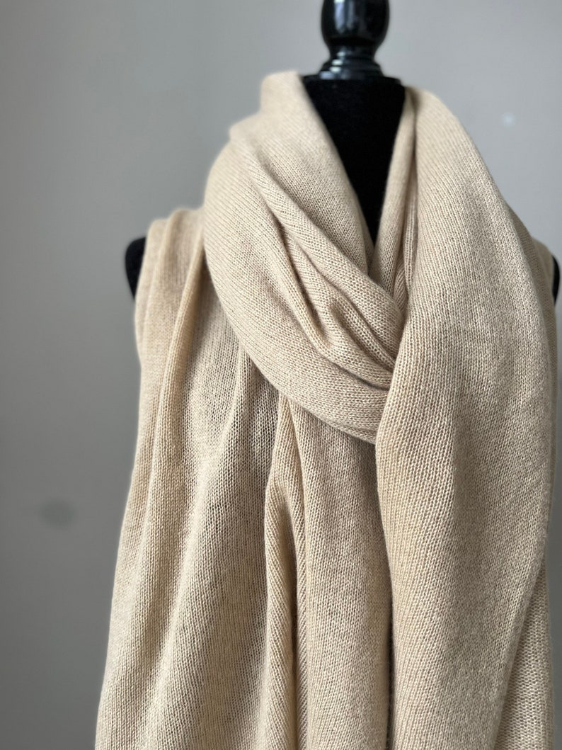 Pure cashmere scarf, 100% Pure Cashmere wrap, Warm long scarf, Oversized knit scarf for winter, perfect birthday gift, 80th birthday gift image 1