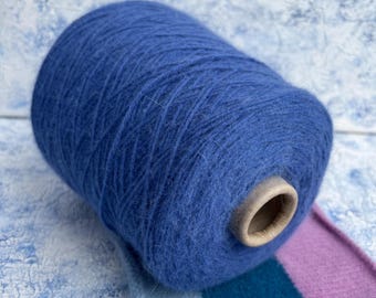 Angora merino fluffy yarn on cone 55/35/10% Merino/Angora/PA Hand Knitting Machine Knitting yarn 375m/100g (410yrd/3.52oz) color Ceruleo