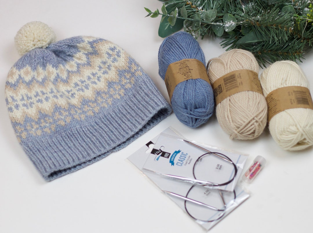 Winter Hat Knitting Pattern,|easy Knit Pattern Fair Isle Hat - Etsy