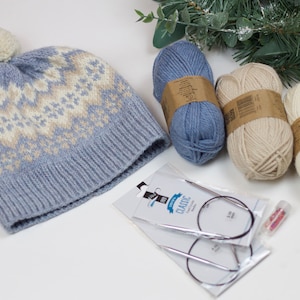 Winter hat knitting pattern,|Easy knit pattern fair isle hat