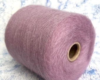 Hilo esponjoso de seda Kid Mohair en cono 75/25% Kid Mohair/Seda Tejido a mano Tejido a máquina Crochet Mohair suave 950 m/100 g (1037 yardas/3,52 oz)