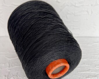Silk Cotton blend Lace Yarn on cone 59/41% Silk/Cotton Weaving Crochet Machine Knitting Color Carbon Gray 100g/3500m (3827yard/3.52oz)