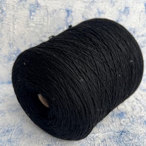 Merino 100% fine yarn with black sequins on cone Cashwool 100g/380m (415yards/3.52oz) Italian fine yarn, hand knitting Weaving