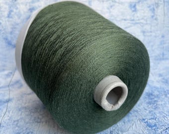 Linen silk lace yarn on cone, 83/17% Linen/silk Hand Knitting Machine Knitting Crochet Weaving 2900m/100g (3171yard/3.52oz) Forest green