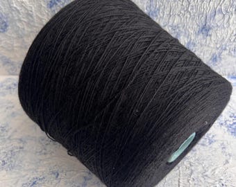 Merino silk yarn on cone Italian Yarn Hand Knitting Machine Knitting 70/30% Merino/Silk  Color Black 700m/ 100g (765 yards/3.52oz)